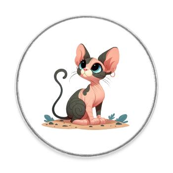 Sphynx 3 - Runder Kühlschrankmagnet - Weiß - Vorne
