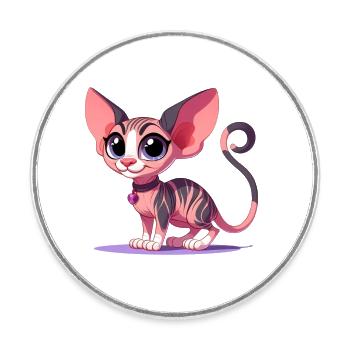Sphynx - Runder Kühlschrankmagnet - Weiß - Vorne