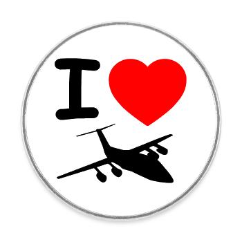 Avion - Magnet rond - blanc - Devant