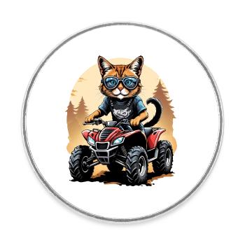 Cat Motocross Bike Cadeau Moto Supermoto - Magnet rond - blanc - Devant