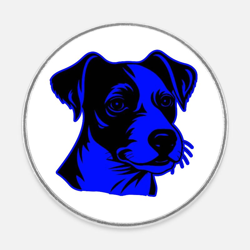 Jack Russel Terrier Dog Portrait - Round fridge magnet - white