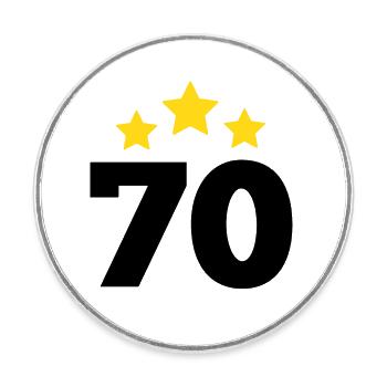 70 Jahre Stern - Geschenk zum 70-jährigen Jubiläum - Runder Kühlschrankmagnet - Weiß - Vorne