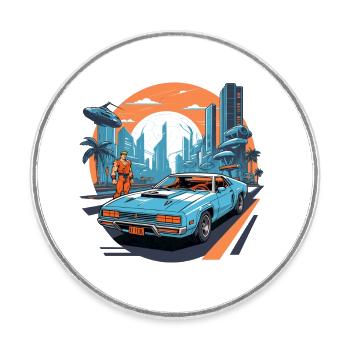 Retro Future - Runder Kühlschrankmagnet - Weiß - Vorne
