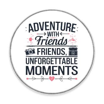 Adventure with Friends citation de voyage art texte - Magnet rond - blanc - Devant