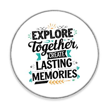 Explorez ensemble adevnture citation de voyage art texte - Magnet rond - blanc - Devant