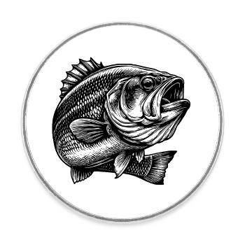 Bass Fishing - Runder Kühlschrankmagnet - Weiß - Vorne