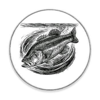 Bass Fishing - Runder Kühlschrankmagnet - Weiß - Vorne