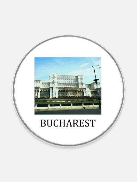 Bukarest - Runder Kühlschrankmagnet - Weiß