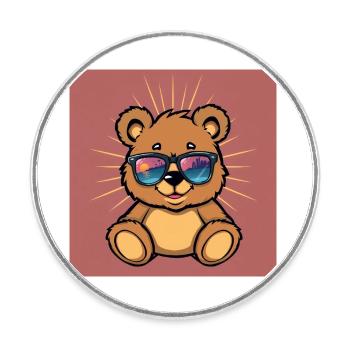 Teddy vibes - Runder Kühlschrankmagnet - Weiß - Vorne