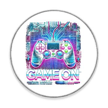 GAME ON - Runder Kühlschrankmagnet - Weiß - Vorne