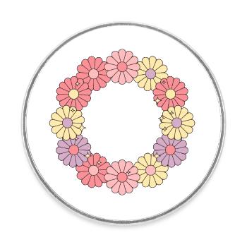 Vibrant Flower Wreath - Round  fridge magnet - white - Front