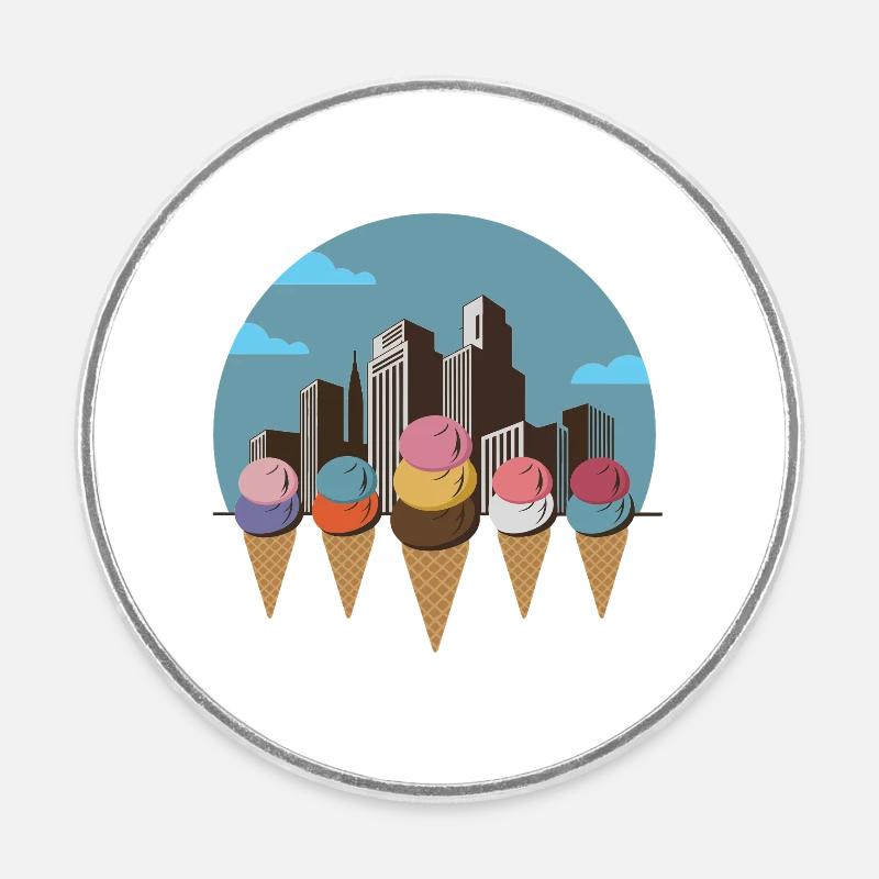 IceCream City - Round fridge magnet - white