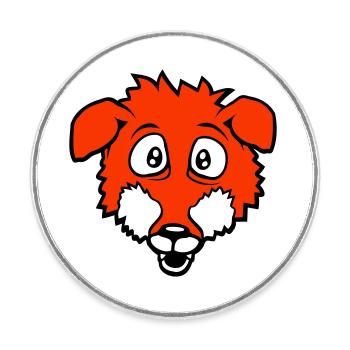 Fuchs Große Augen Erschrocken Glücklich Angst Cool - Runder Kühlschrankmagnet - Weiß - Vorne