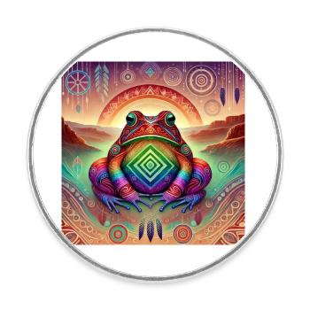 Krafttier Frosch - Runder Kühlschrankmagnet - Weiß - Vorne