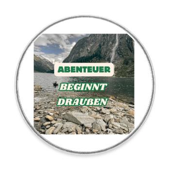 Abenteuer beginnt draußen - Runder Kühlschrankmagnet - Weiß - Vorne