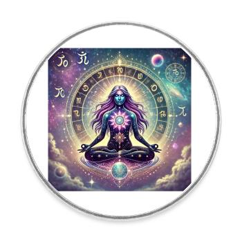 Awaken your spiritual energy - Round  fridge magnet - white - Front