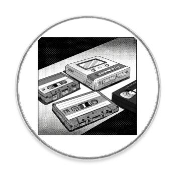 Objets cultes des années 90 : look BD pour Walkman & Co. - Magnet rond - blanc - Devant