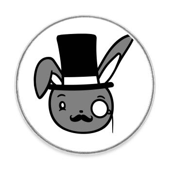 Mr. Bunny Gentleman Top Hat Monocle Glasses - Round  fridge magnet - white - Front