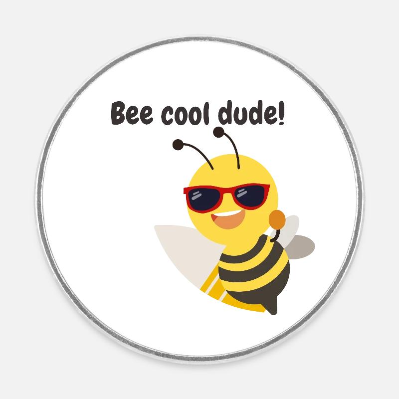 Abeille cool mec ! - Magnet rond - blanc