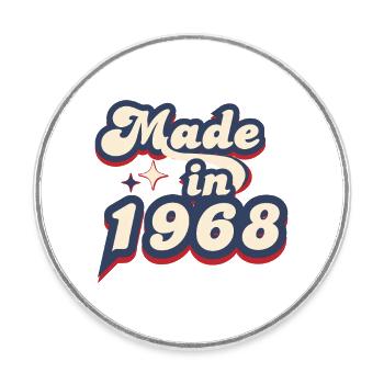Made in 1968 Retro - Round  fridge magnet - white - Front