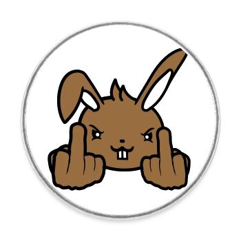 Bunny Middle Finger Show Nasty Naughty Insulting - Round  fridge magnet - white - Front
