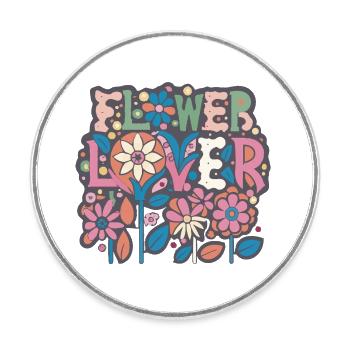 Amateur de fleurs Coloré Floral Design texte Art - Magnet rond - blanc - Devant