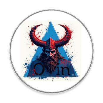 Odin - Runder Kühlschrankmagnet - Weiß - Vorne