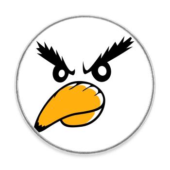 Rabe Vogel guckt böse cool lustig Comic Humor Spaß - Runder Kühlschrankmagnet - Weiß - Vorne