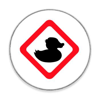 Duck Sign Warning Caution Danger Caution - Round  fridge magnet - white - Front
