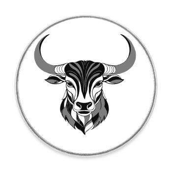 Taurus - Zodiac Sign Motive - Runder Kühlschrankmagnet - Weiß - Vorne
