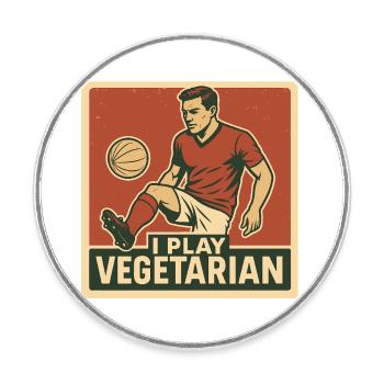 Fussball I play vegetarian - Runder Kühlschrankmagnet - Weiß - Vorne