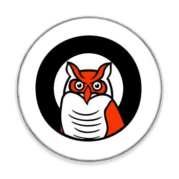 hibou oiseau aigle hibou hibou nuit oiseau effraie des granges chouette bande dessinée - Magnet rond - blanc - Devant