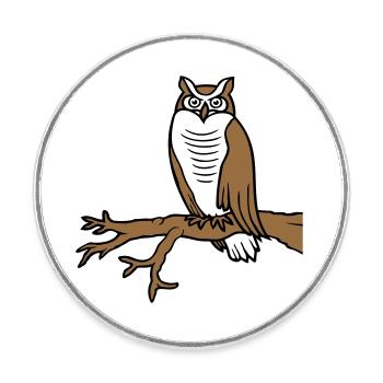 hibou oiseau aigle hibou branche arbre woodland grange owl owl mignon - Magnet rond - blanc - Devant