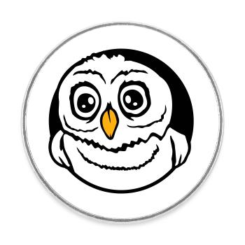 hibou oiseau aigle hibou hibou nuit oiseau effraie des granges chouette bande dessinée - Magnet rond - blanc - Devant