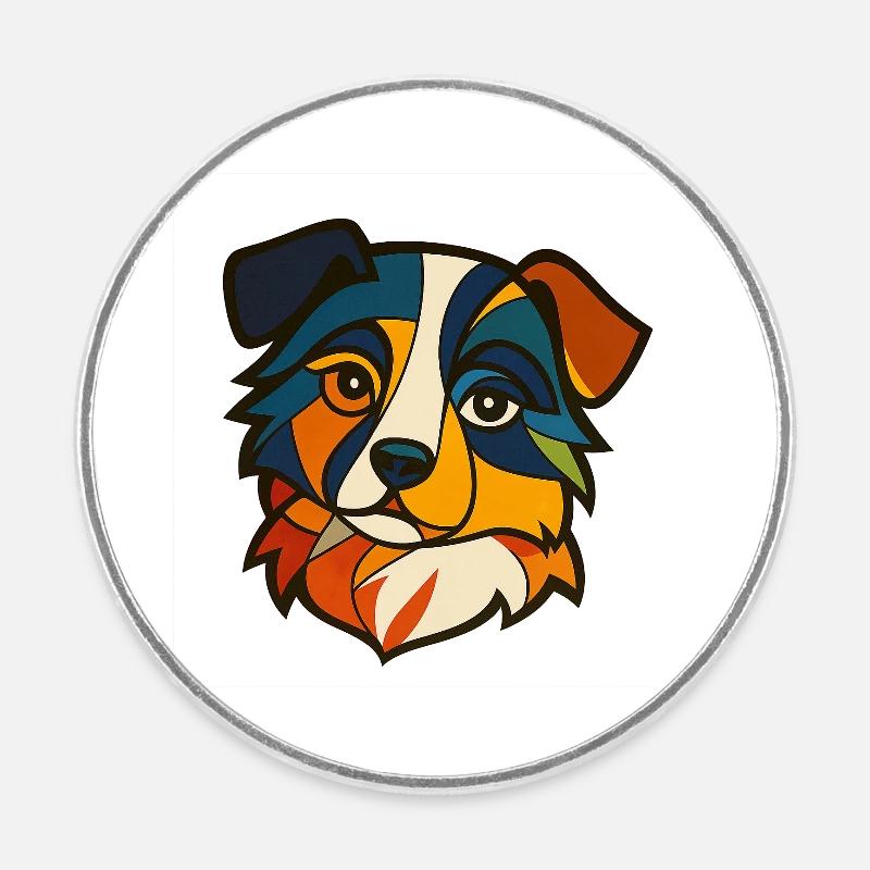 hund - Rund kjøleskapsmagnet - hvit
