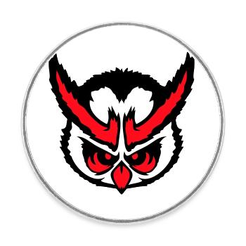owl peeps evil cool face head comic - Round  fridge magnet - white - Front