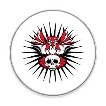 hibou aigle hibou chouette cool crâne crâne Halloween tatouage - Magnet rond - blanc - Devant