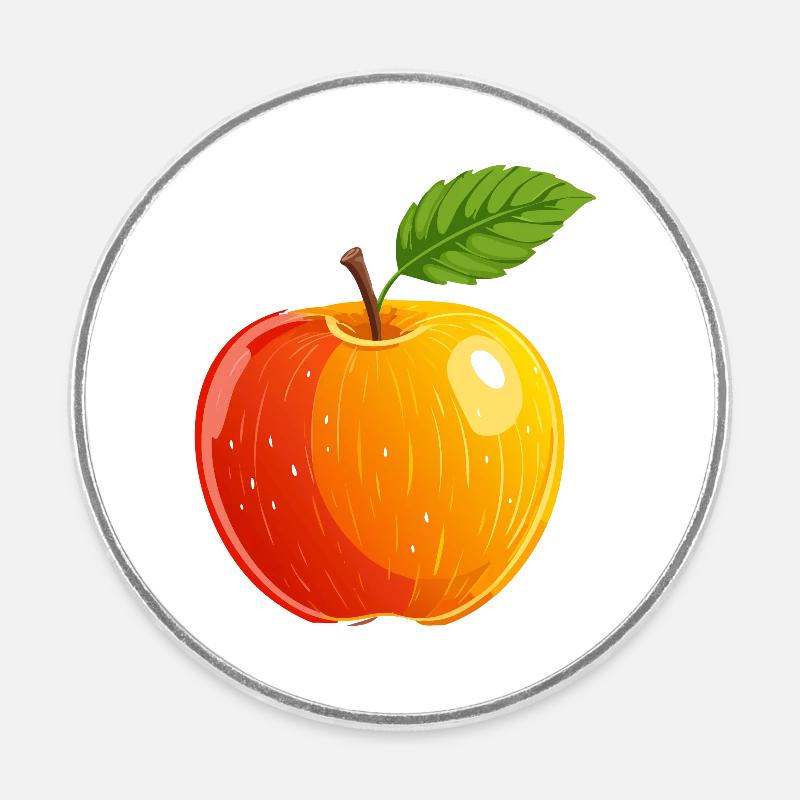 Pomme Pomme Fruit Fruit Fruit Dessin - Magnet rond - blanc