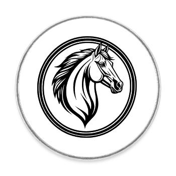 Pferdekopf Emblem - Runder Kühlschrankmagnet - Weiß - Vorne