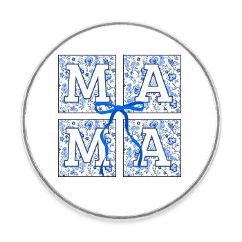 Mama Flowers - Mom Gift Idea - Round  fridge magnet - white - Front