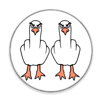 2 Seagulls Doigt d’honneur Insulte Stinkfinger Équipe - Magnet rond - blanc - Devant