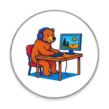 Ours de l’ordinateur - Magnet rond - blanc - Devant