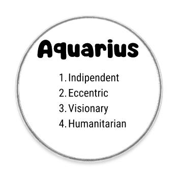 Aquarius Zodiac Design – Independent, Innovative - Round  fridge magnet - white - Front
