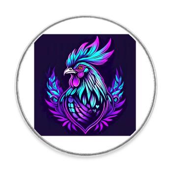 Rooster neon - Round  fridge magnet - white - Front