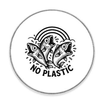 No Plastic - Magnet rond - blanc - Devant