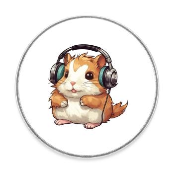 Ein süßer Hamster, der Videospiele spielt - Runder Kühlschrankmagnet - Weiß - Vorne