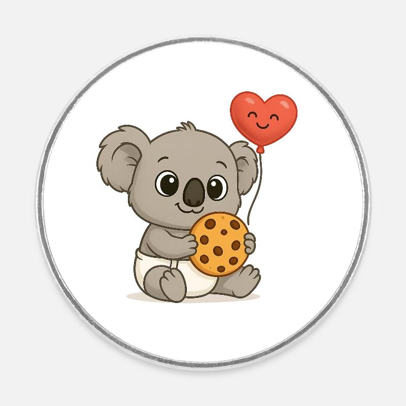 Bébé Koala - Magnet rond - blanc