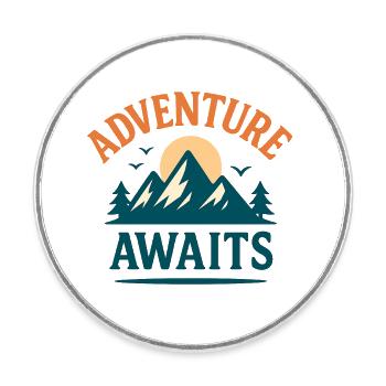Adventure Awaits – Explore More - Round  fridge magnet - white - Front