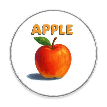Illustration de pomme heureuse - Magnet rond - blanc - Devant