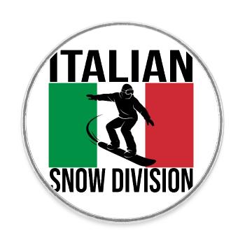 Italian Snow Division Snowboard Tee - Runder Kühlschrankmagnet - Weiß - Vorne